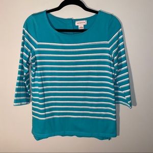🎄 3 for $10 Liz Claiborne Turquoise/WHT 3/4 Sleeve Sm